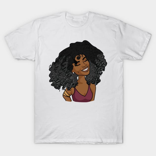 Curly Brown Skin Woman T-Shirt by NaturallyBlack